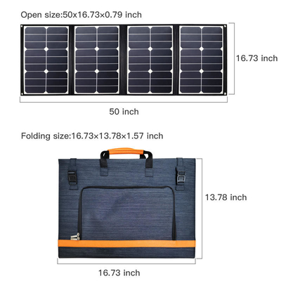 Pengisi Daya Panel Surya Lipat Portabel 80w PVDF Dengan Output DC Dan USB