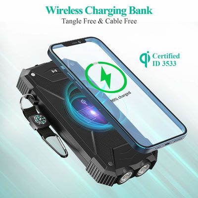 Qi Wireless 10000mAh Portable Charger Solar Power Bank Untuk Ponsel Dan Laptop