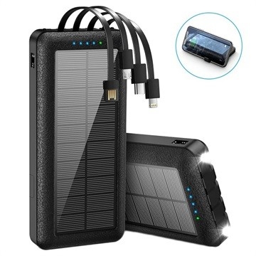 10000mAh Type-C Solar Phone Charger Camping Portable Charger Solar Power Bank Dengan Kickstand