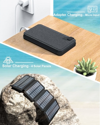 OEM 25000mAh 6W Solar Powered Power Bank Charger Panel Untuk Ponsel