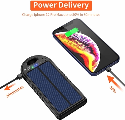 18W 10000mAh Bank Daya Tenaga Surya Pengisi Daya USB C OEM