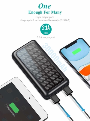 Pengisi Daya Portabel Bertenaga Surya IPX5 Paket Baterai 30000mAh Untuk IPhone