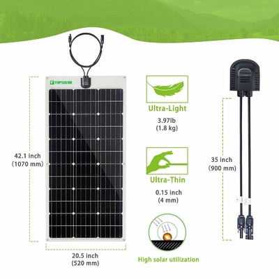 Panel Surya Tipis Fleksibel 12v 24V Panel Surya Monokristalin 100w yang Dapat Ditekuk