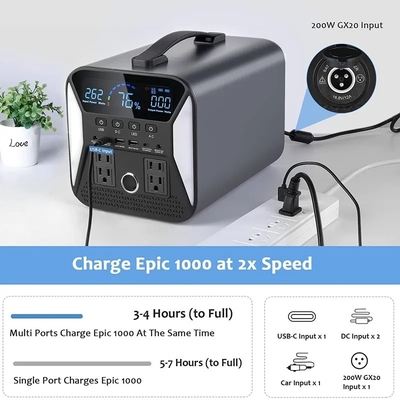 110V 220V Lifepo4 Baterai Off Grid Pembangkit Tenaga Surya Portabel 1000W Pembangkit Listrik Portabel