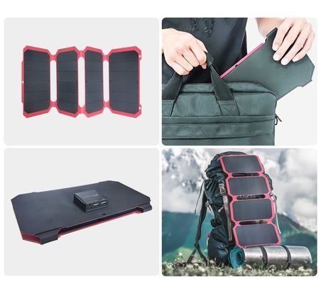 28w solar panel solar lipat kantong fleksibel 12v / 15v dengan power kit untuk berkemah