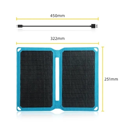 Panel Surya Lipat Portable 10W Pengisi daya untuk berkemah Perjalanan hiking