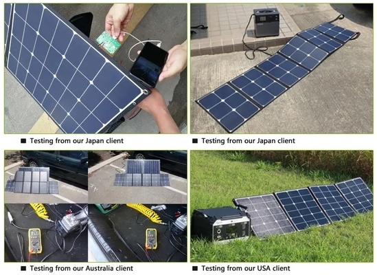 Kualitas tinggi portabel Sunpower 6 Lipat ETFE 60W 110w 220w Lipat Panel Surya tas Pembangkit Listrik Charger produsen