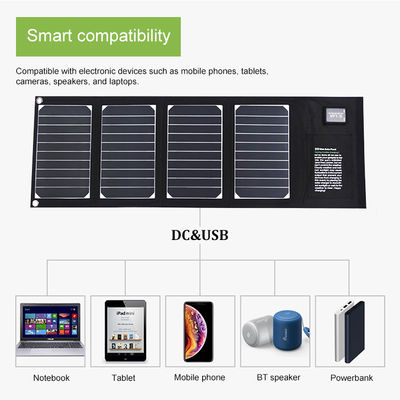 Pengisi Daya Panel Surya Lipat Portabel IPX4 20 Watt Dengan 2 Output Usb