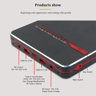 PD 65W 100W Notebook Portabel Tipe-C Laptop Power Bank 40000mah 24V Baterai Cadangan